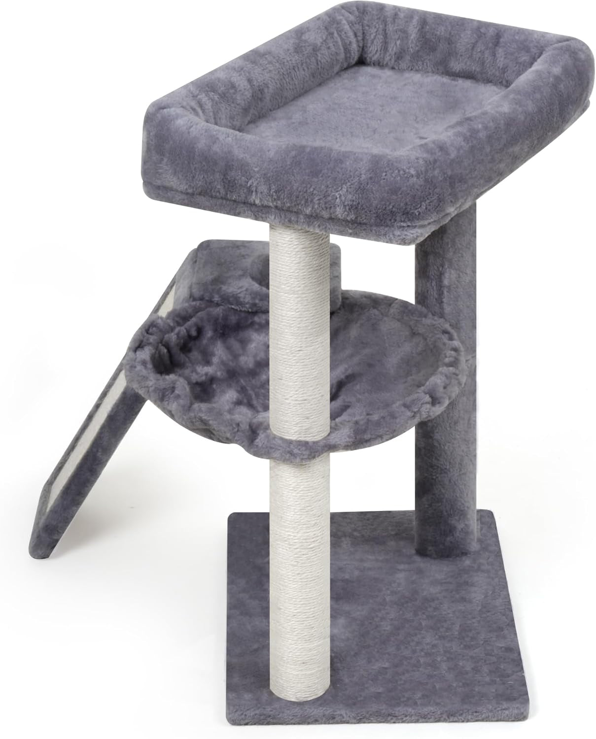 YOUPET Cat Tree with Cat Scratching Post for Indoor Cats, Cat Tower with Scratching Board and Playful Toy Balls, Cat Tree Tower with Cozy Hammock,Grey
