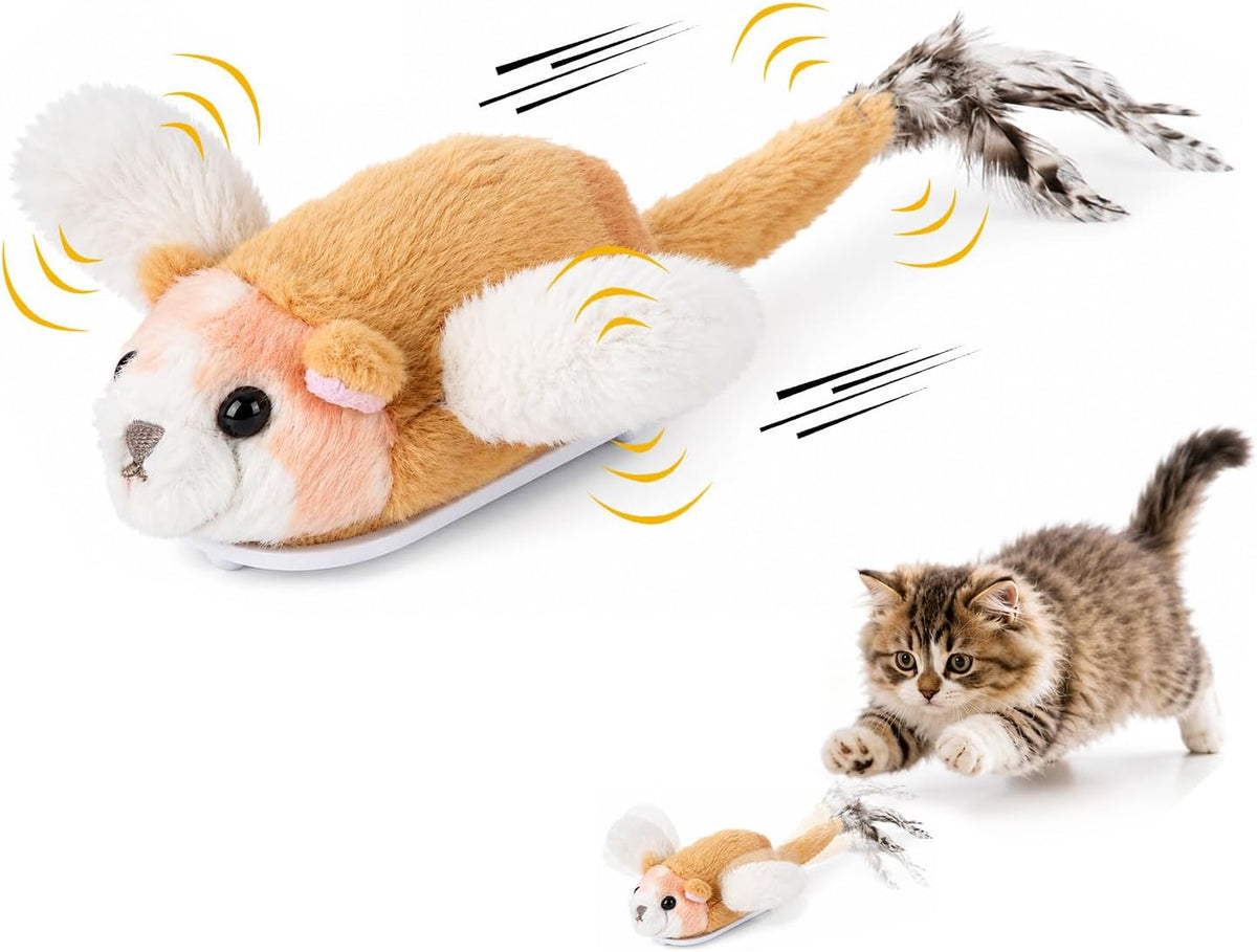 Flutter Squirrel Cat Mouse Toy with Catnip, Flapping Wings & Tail