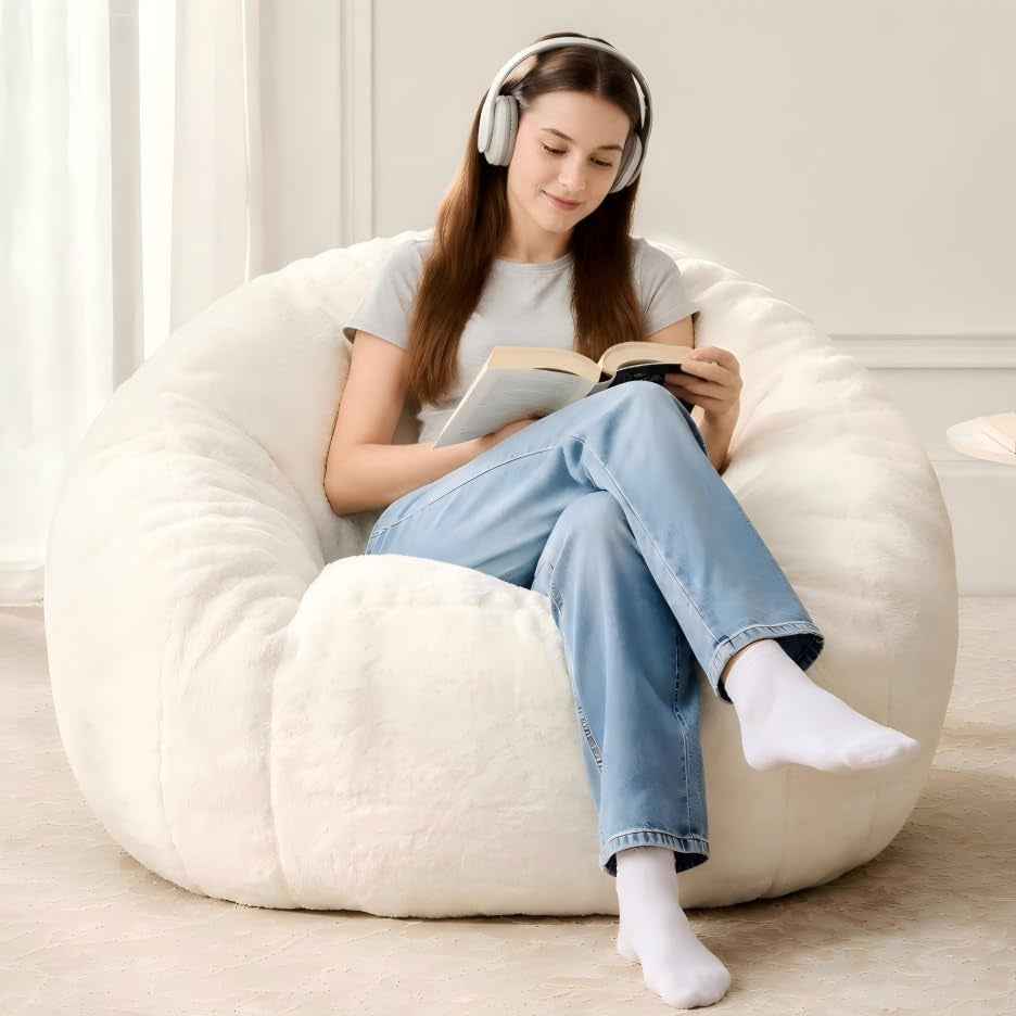 HUGHEAVEN Medium Memory Foam Bean Bag Chair for Teens & Kids - 3Ft