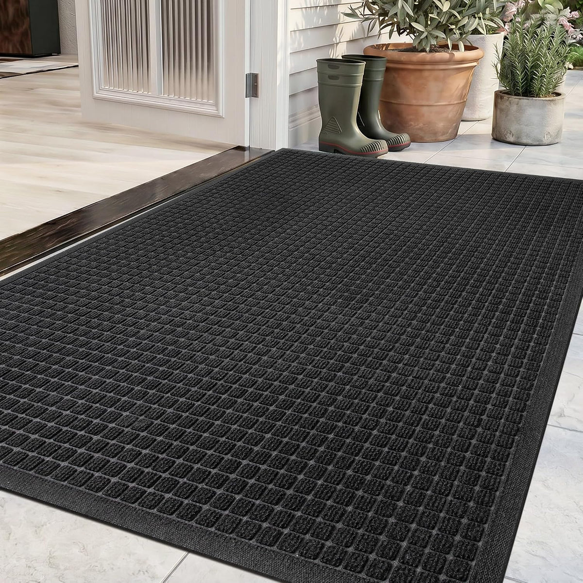 Front Door Mat 3'X5', Heavy Duty Waterproof Indoor Outdoor Doormat