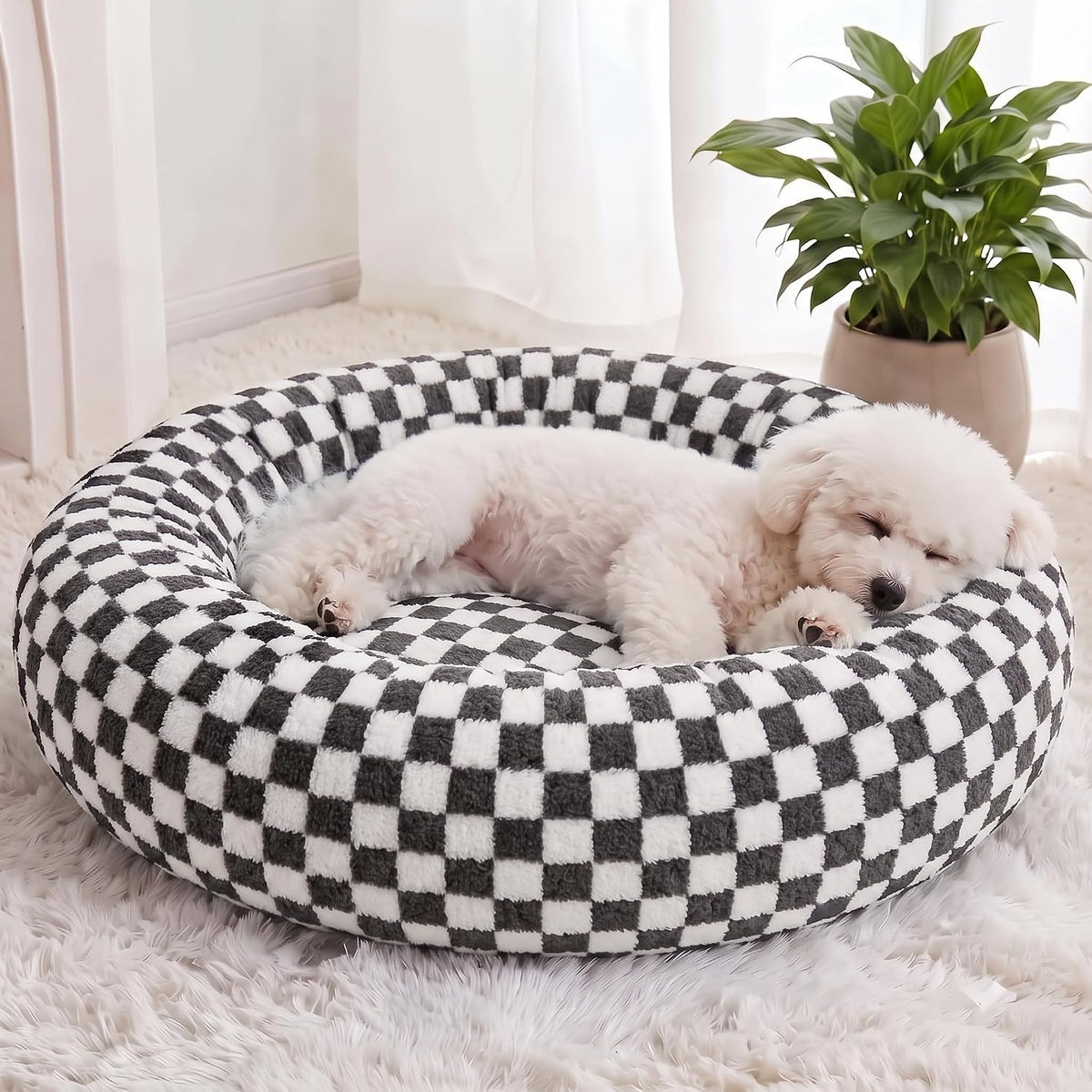 BFPETHOME Small Washable Cozy Donut Dog Beds for Dogs