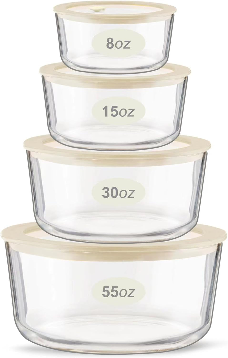 Glass Meal Prep Containers with Lids, Airtight Leak Proof Food Storage Containers, Plastic-Free Silicone Framed Vented Glass Lids, Oven Safe Baking Dishes, Microwave, Fridge, Freezer & Dishwasher Safe