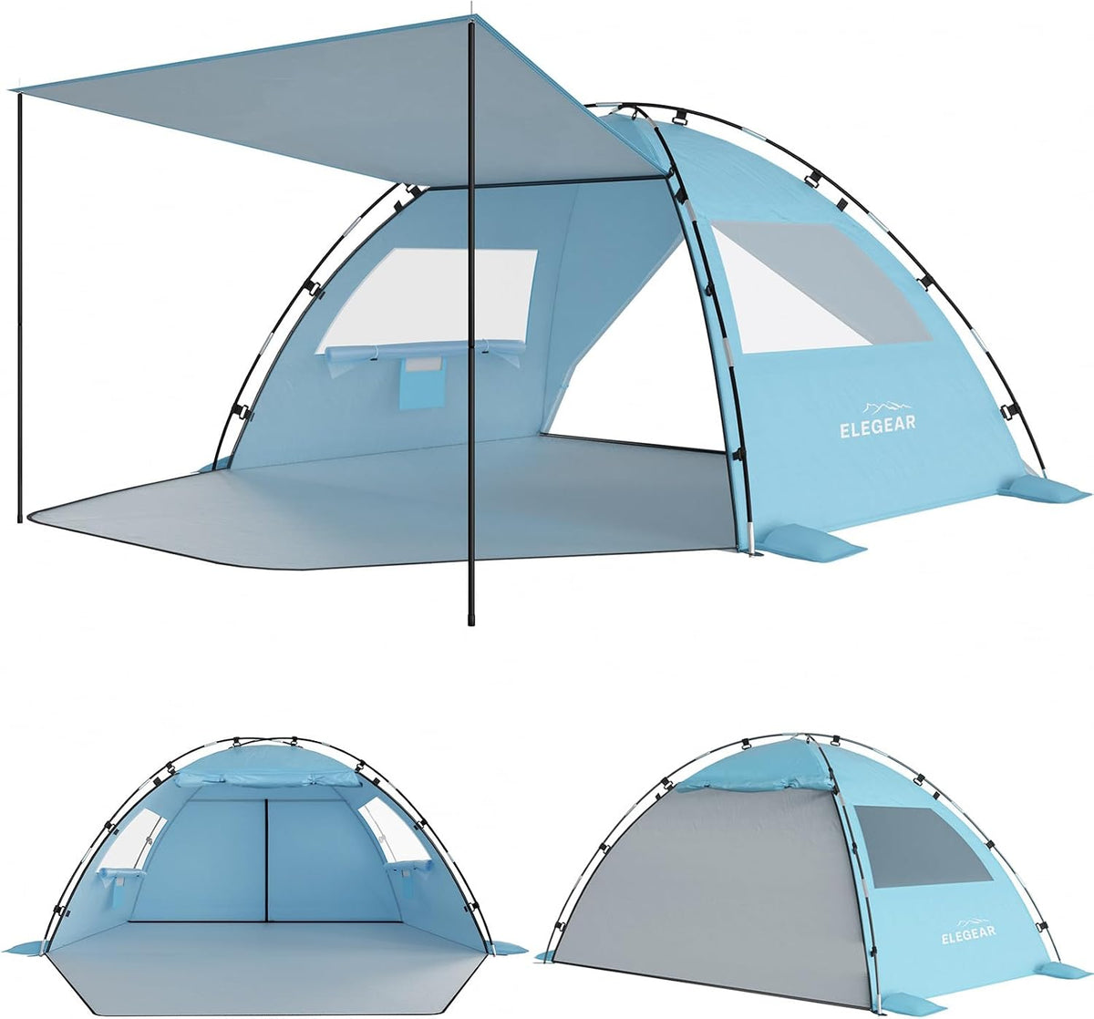Elegear Cumbrex™ Beach Tent Sun Shelter with Canopy, 4-5 Person, Sky Blue