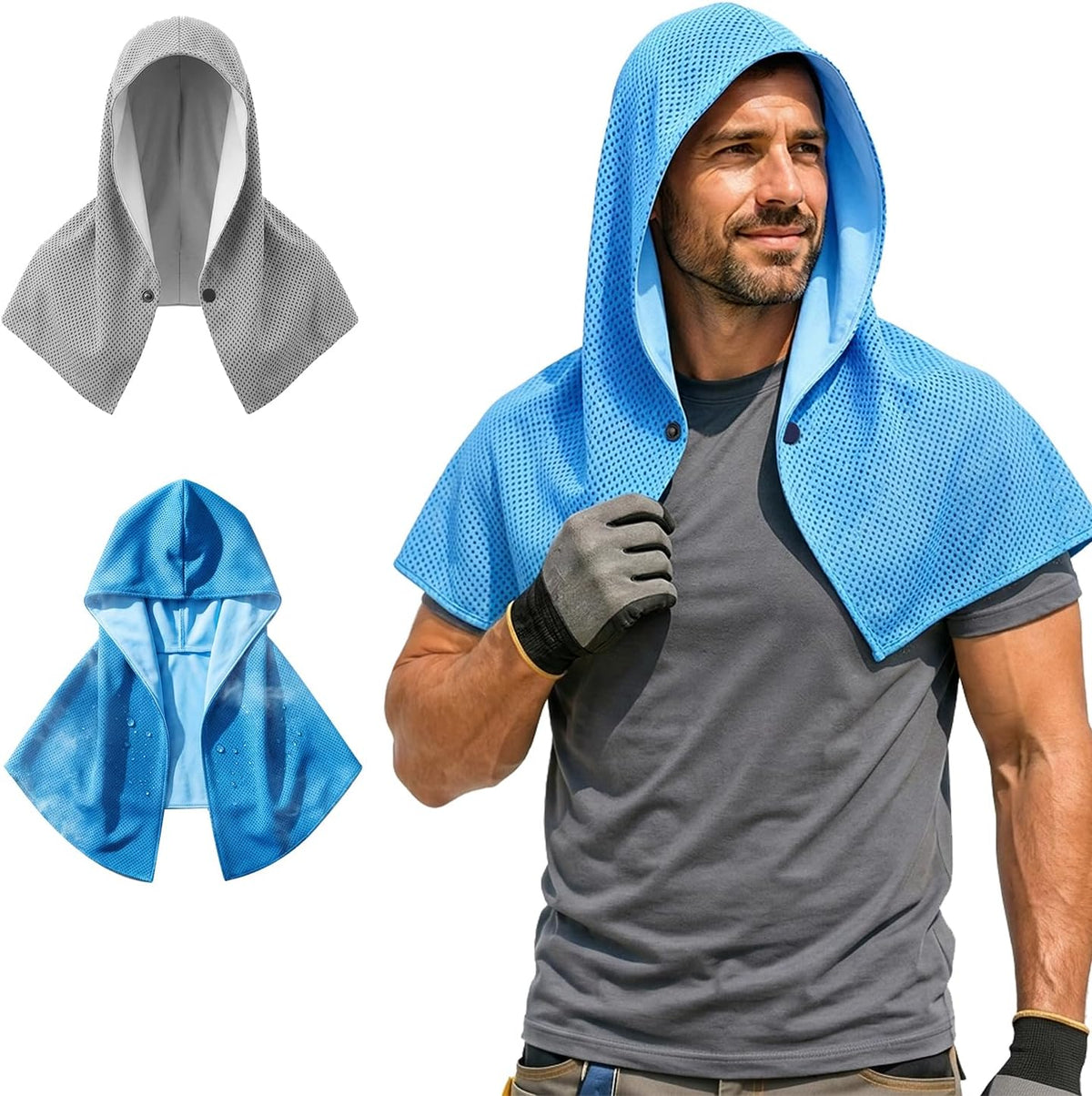 Upgraded PVA Cooling Hoodie Towels - Fast Sweat Wicking & Instant Cooling