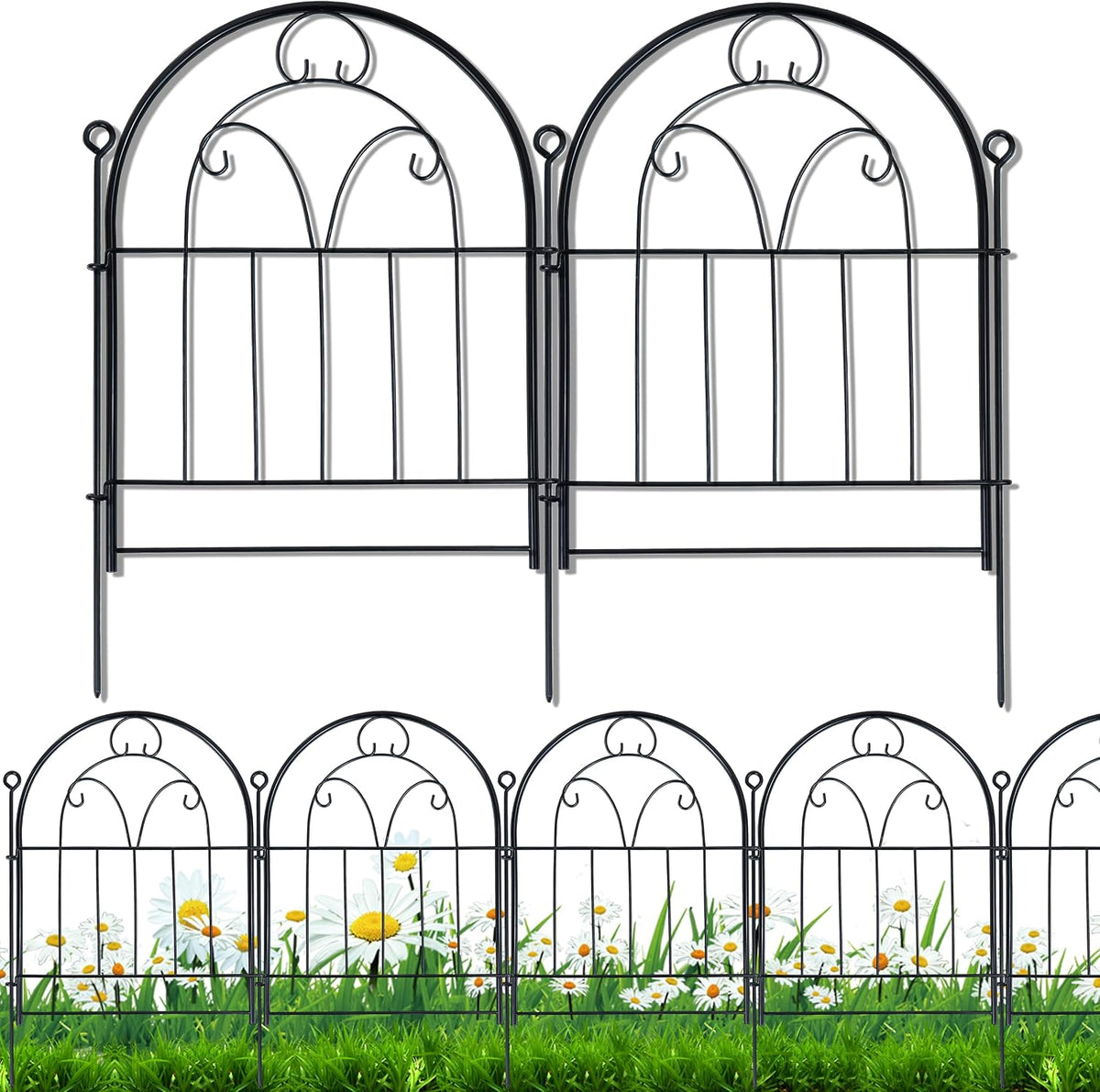 Decorative Garden Fence 17In(H) X 10Ft(L), Rustproof Metal Animal Barrier