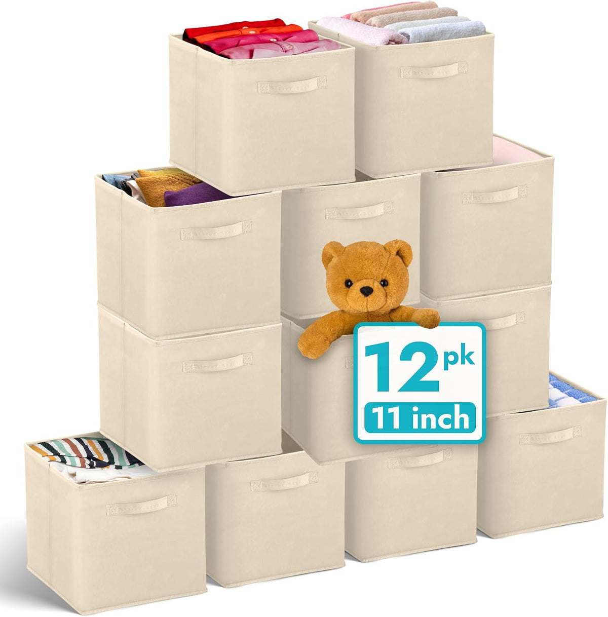 Reli. 11 Inch Cube Storage Bins (12 Pack) | Cube Organizer Bins
