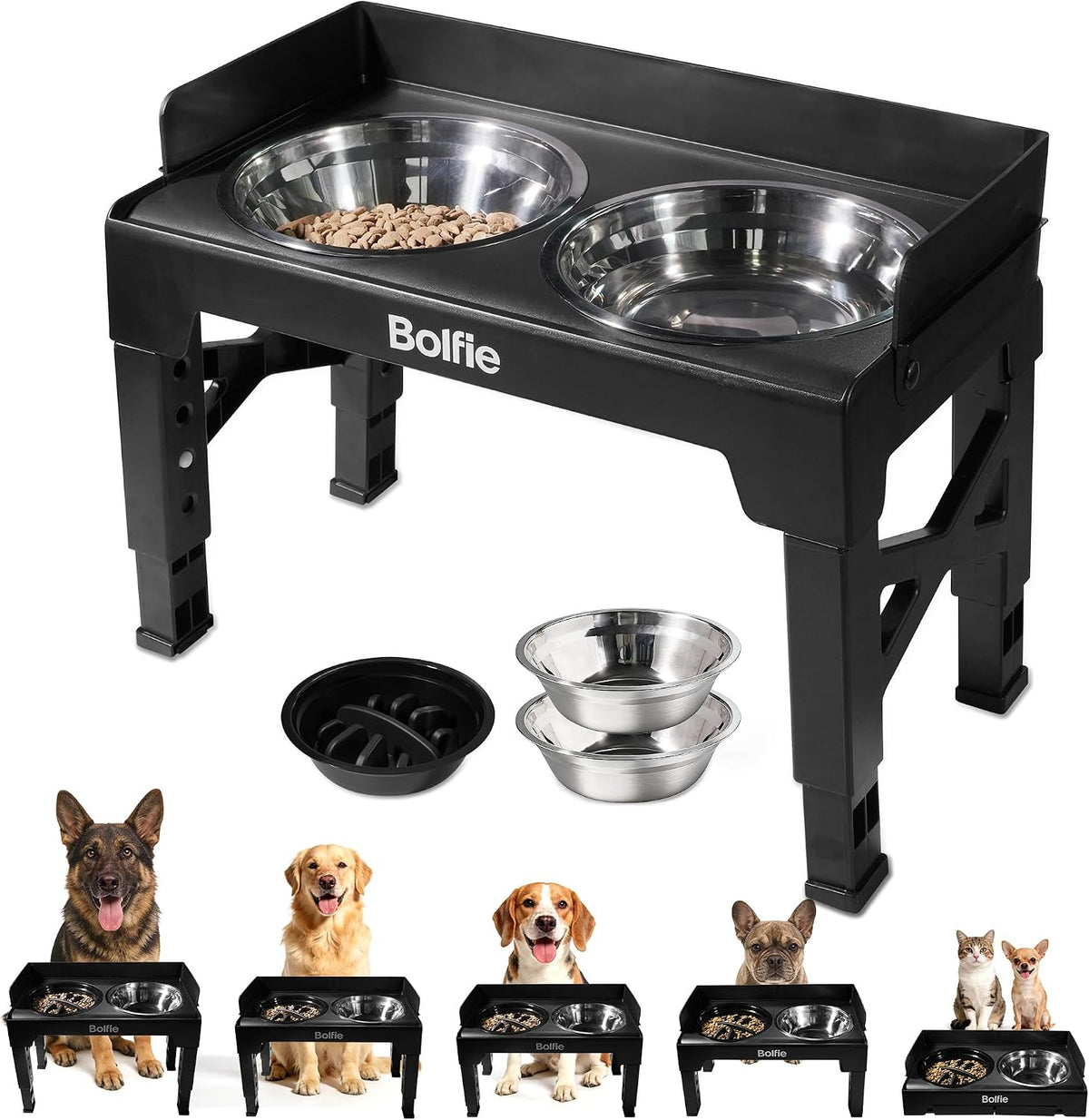 Elevated Dog Bowls for Small Medium Large Dogs 5 Adjustable Heights