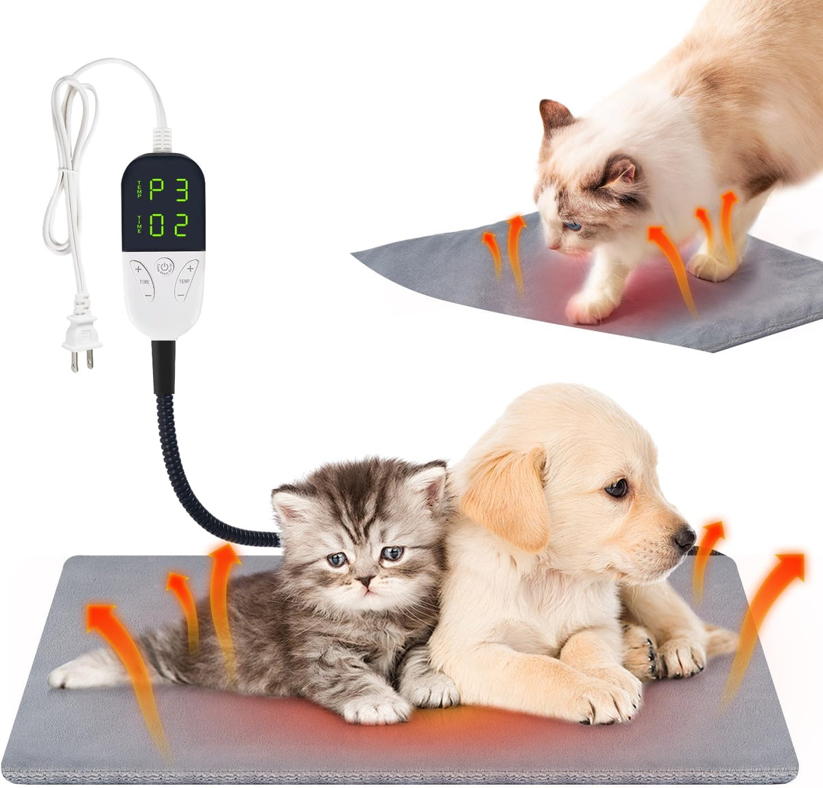Smart Cat Heating Pad with Pressure Activated – Temperature Adjustable Heated Dog Bed with Timer - 13X17 Inches - 30W - Pressure Activated Work for Pets over 10 Lbs (Small) (Small 17X13)
