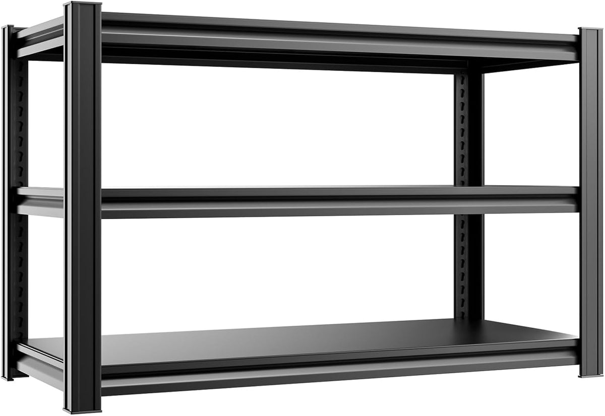 3-Tier 48" W X 17.7" D X 40" H Garage Storage Shelves 1800LBS Garage Shelves Heavy Duty Adjustable Units Rack Metal Utility Shelf(Black)