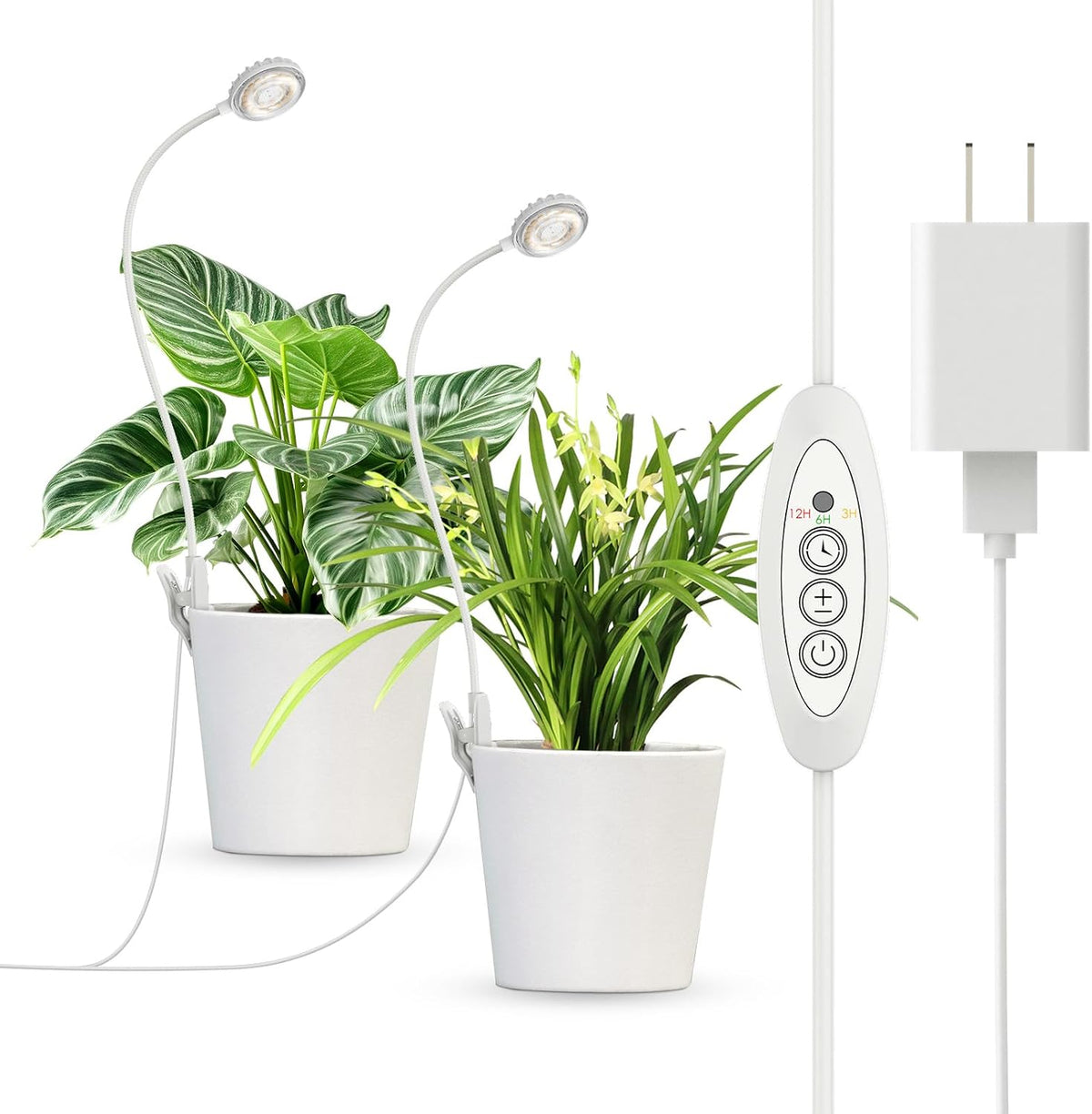 Clip-On Grow Lights for Indoor Plants, 2-In-1 Dual Head Timer