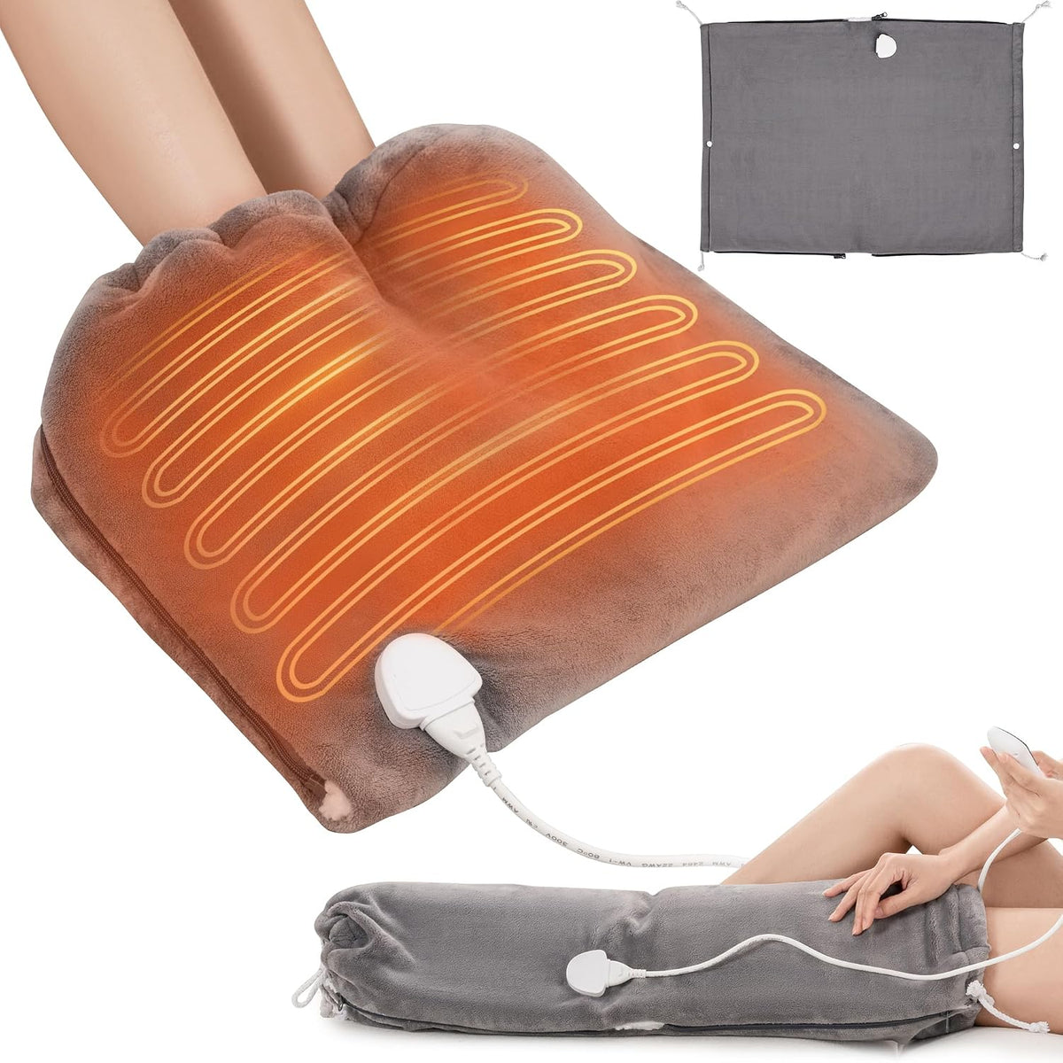 3-In-1 Electric Heated Foot Warmer Pad for Desk Bed & Office, Grey