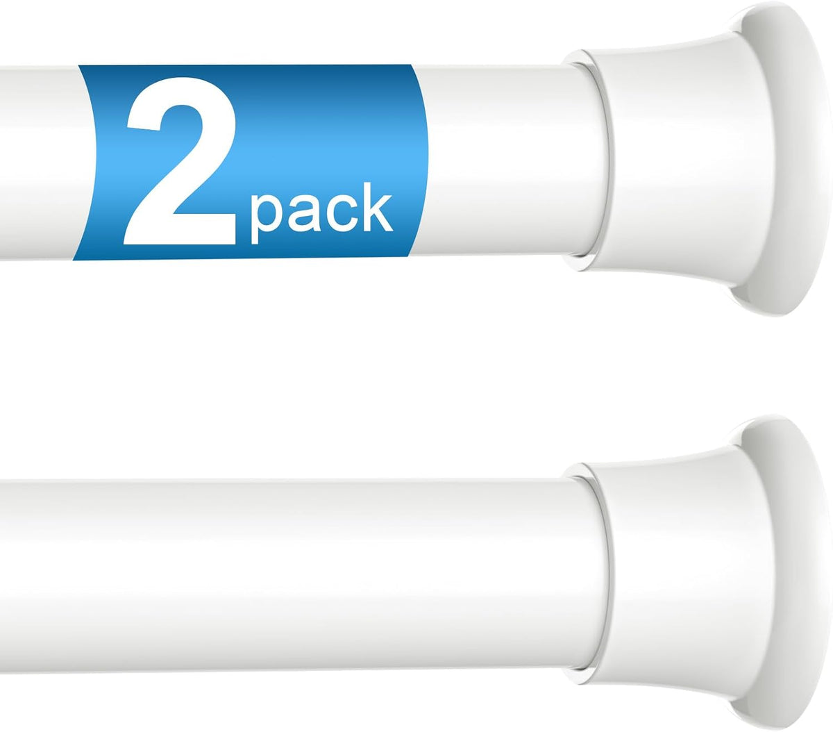 2Pcs Spring Tension Curtain Rod, White Tension Rod 30-62 Inch