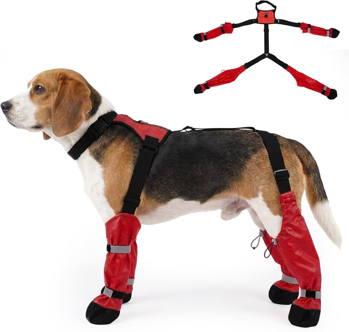 Anti-Slip & Waterproof Dog Shoes with Full Leg Coverage (Red S