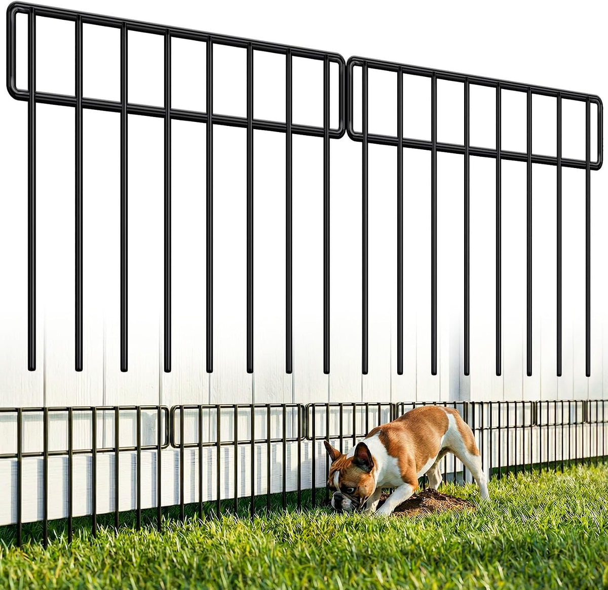 HIHADUUM 30Ft(L) X 13Inch(H) Animal Barrier Fence - 21 Pack Garden Fence Panels, Metal Garden Edging Fence Border No Dig Fencing for Dog Rabbits Ground Stakes Defense and Outdoor Patio Fence Extension