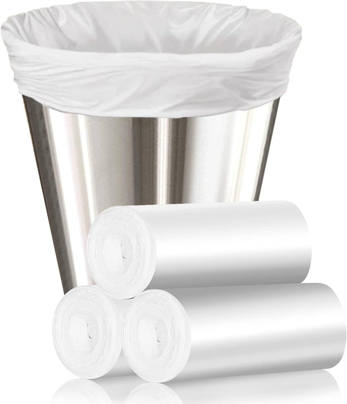 105 Count Small Trash Bags, 4 Gallon Garbage Can Liners | Leak-Proof & Strong, Unscented Wastebasket Clear Plastic Trash Bags for Bathroom, Bedroom, Cleaning Supplies (15 Liter)