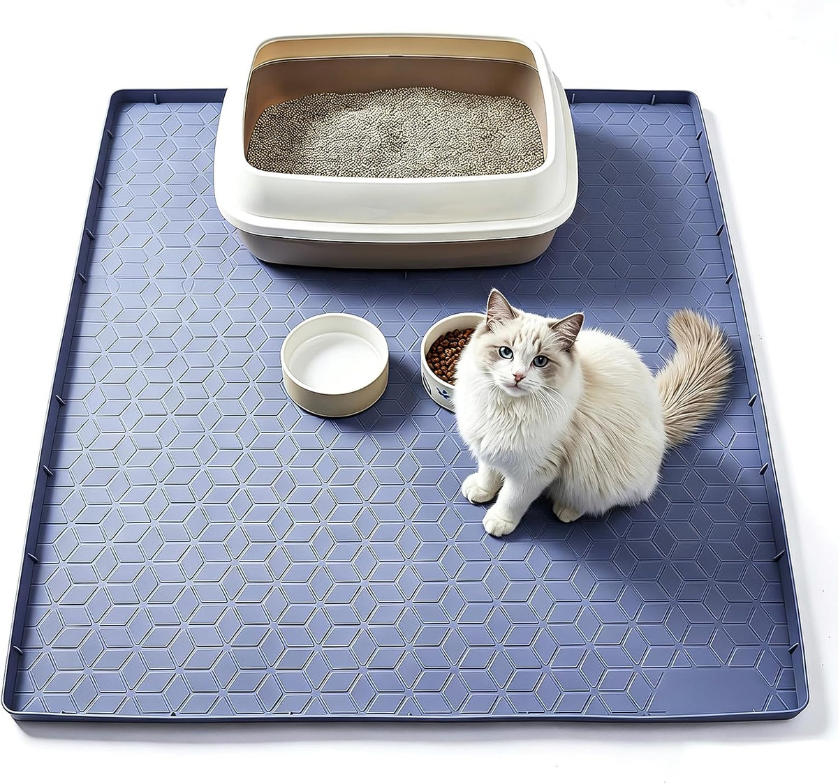 Silicone Cat Litter Mat for Litter Box, 31" X 22" Large Leak-Proof Tray, Scatter Control for Cat Litter, Soft Durable Material, Waterproof & Easy Clean Mat for Indoor Cats, Gray