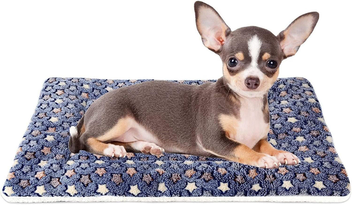 Mora Pets Dog Bed Crate Pad Ultra Soft Pet Mat Star Print 22 Inch Blue