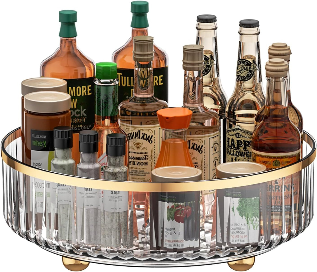 Clear Lazy Susan Pantry Organizers and Storage, 11” Turntable Organizer, Rotating Storage Rack for for Kitchen, Pantry,Cabinet, Dining Table,Fridge,Countertop,Vanity,Food Storage