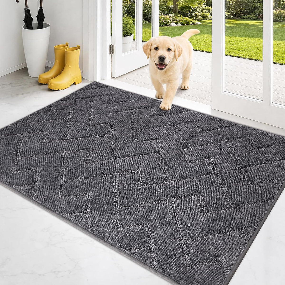 PURRUGS Dirt Trapping Door Mat Indoor Entrance, 32" X 47", Grey