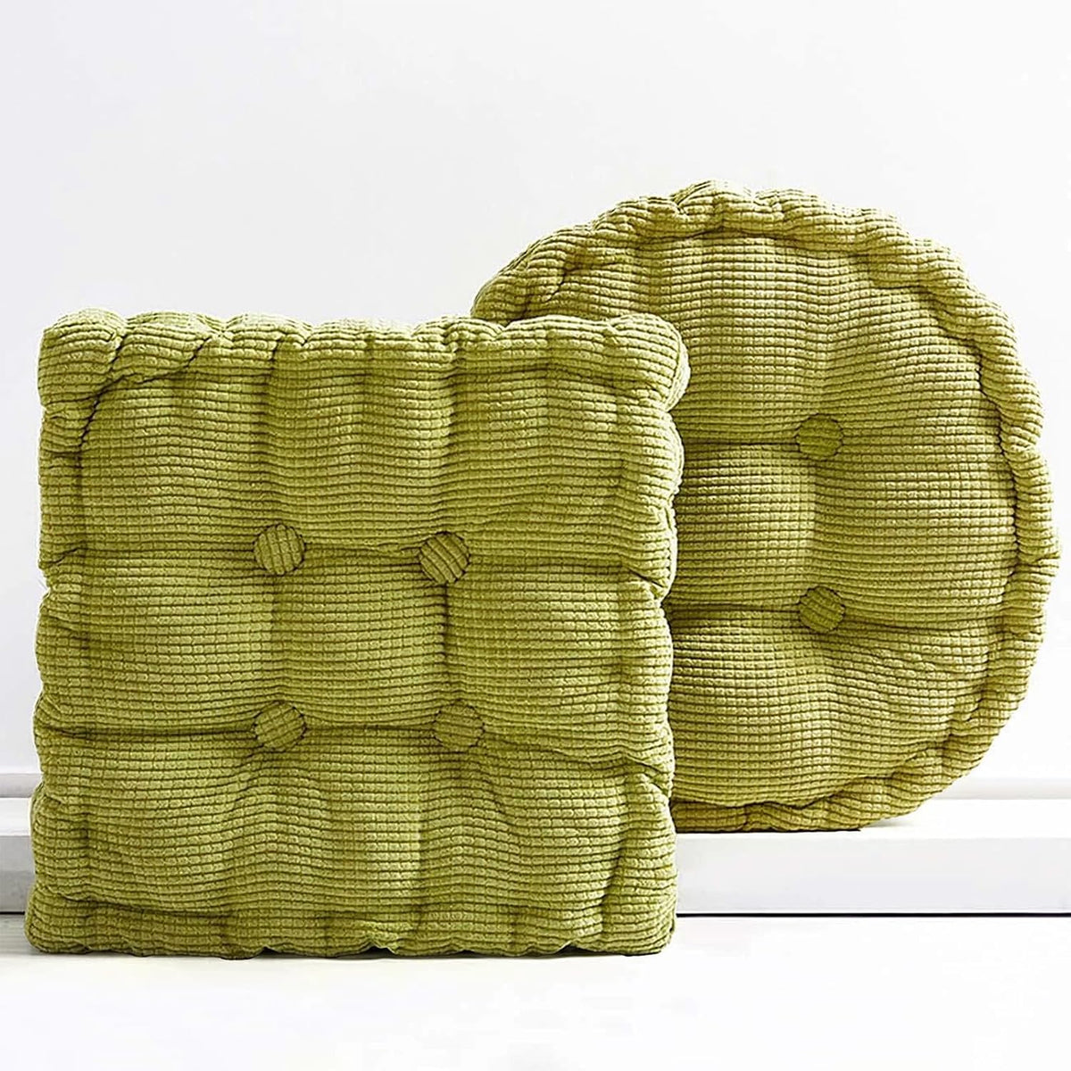 Gfobipfloor Cushions Square & round 2 Pcs, Floor Pillows for Sitting, Green