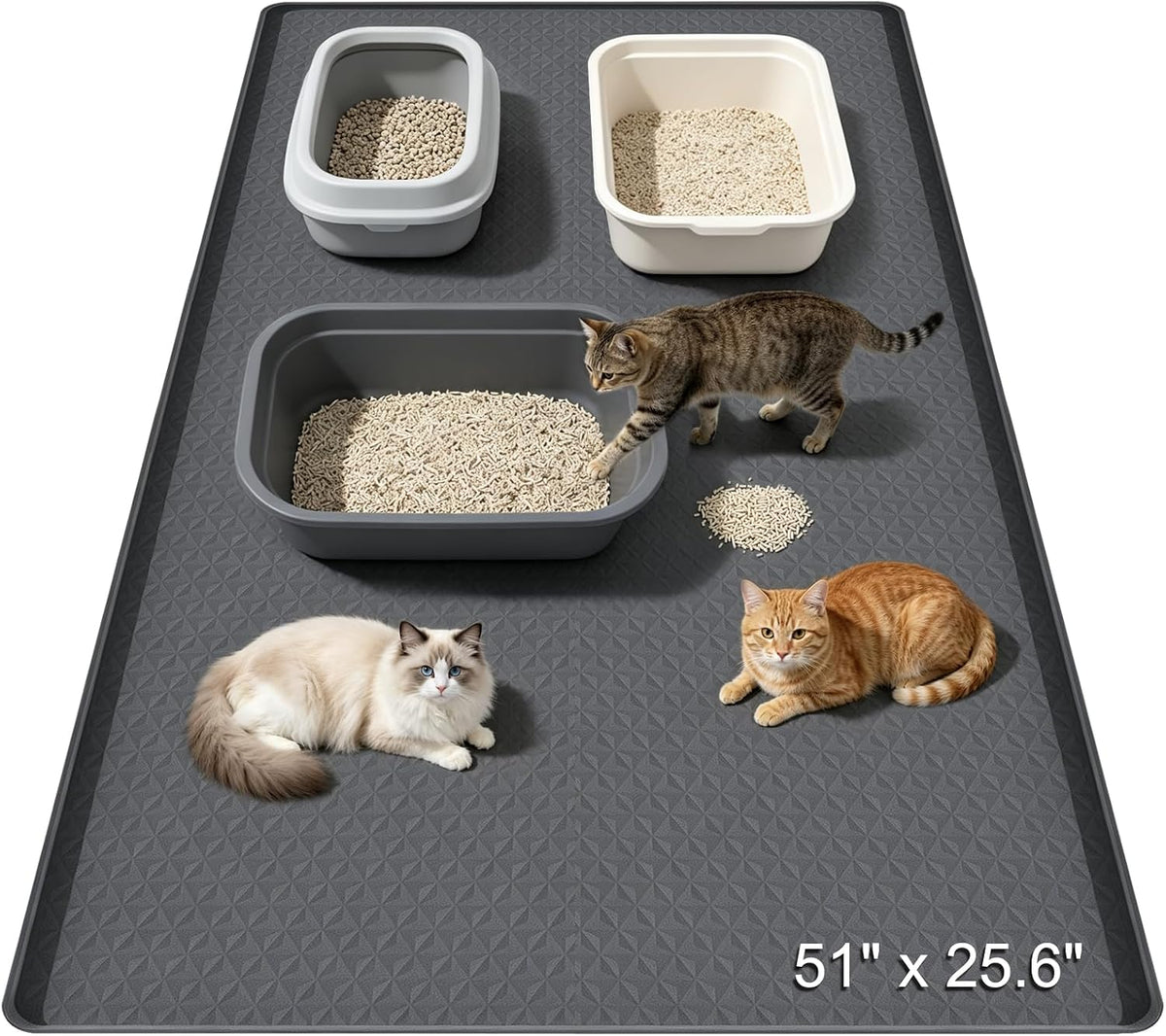 Large Cat Litter Mat,51" X 25.6" Silicone Pet Mat XXL for Litter Box
