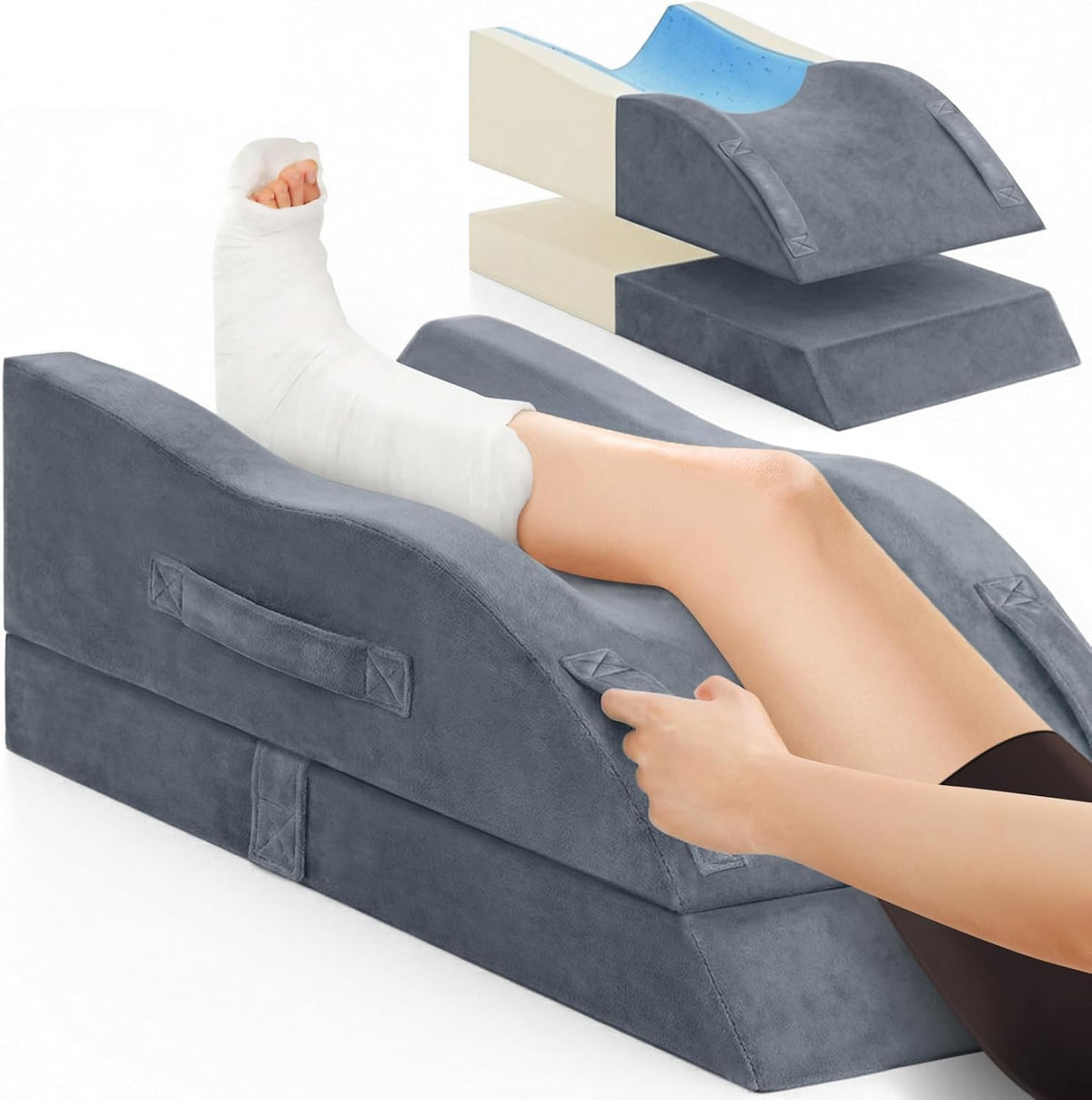 Tranquilrelax Leg Elevation Pillow for after Surgery, Wedge Pillow, Grey
