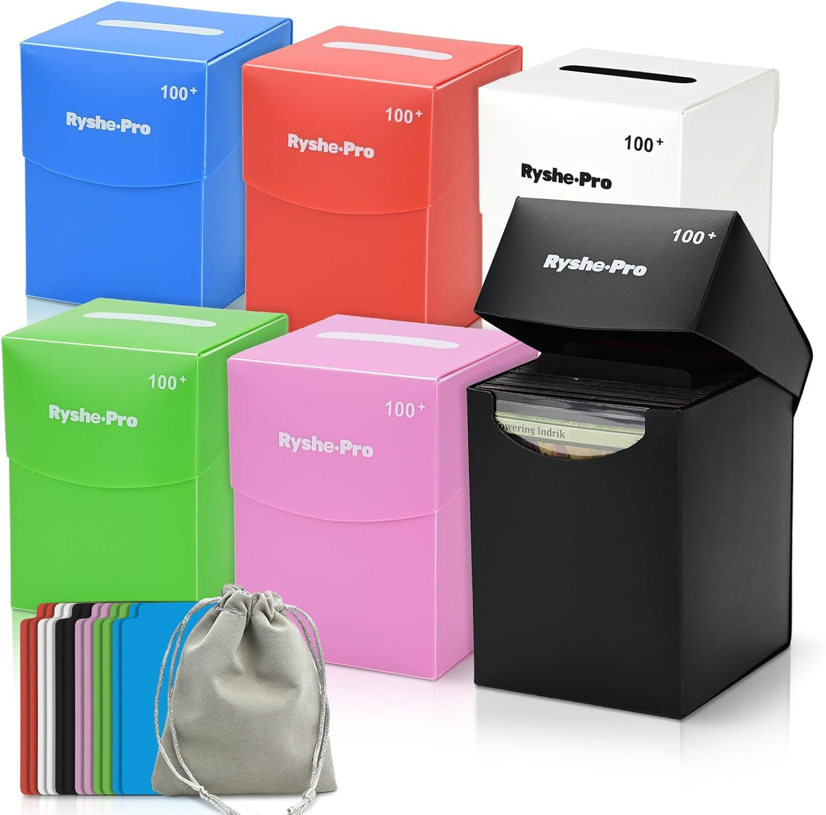 6 Pack 100+ Double-Sleeved Card Deck Box for MTG, Colorful