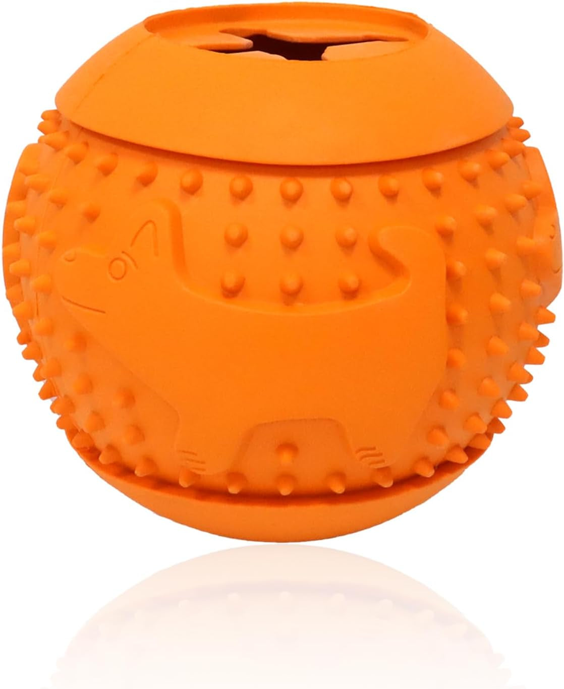 Deeow Rubber Dog Chew Toy Ball - Stuffable Treat Dispenser for Pet Chewers' Dental Care and Boredom Relieve, Food Grade TPR Teething Shell, Enrichment Puzzle Feeder for Small Medium Large Dogs -Red
