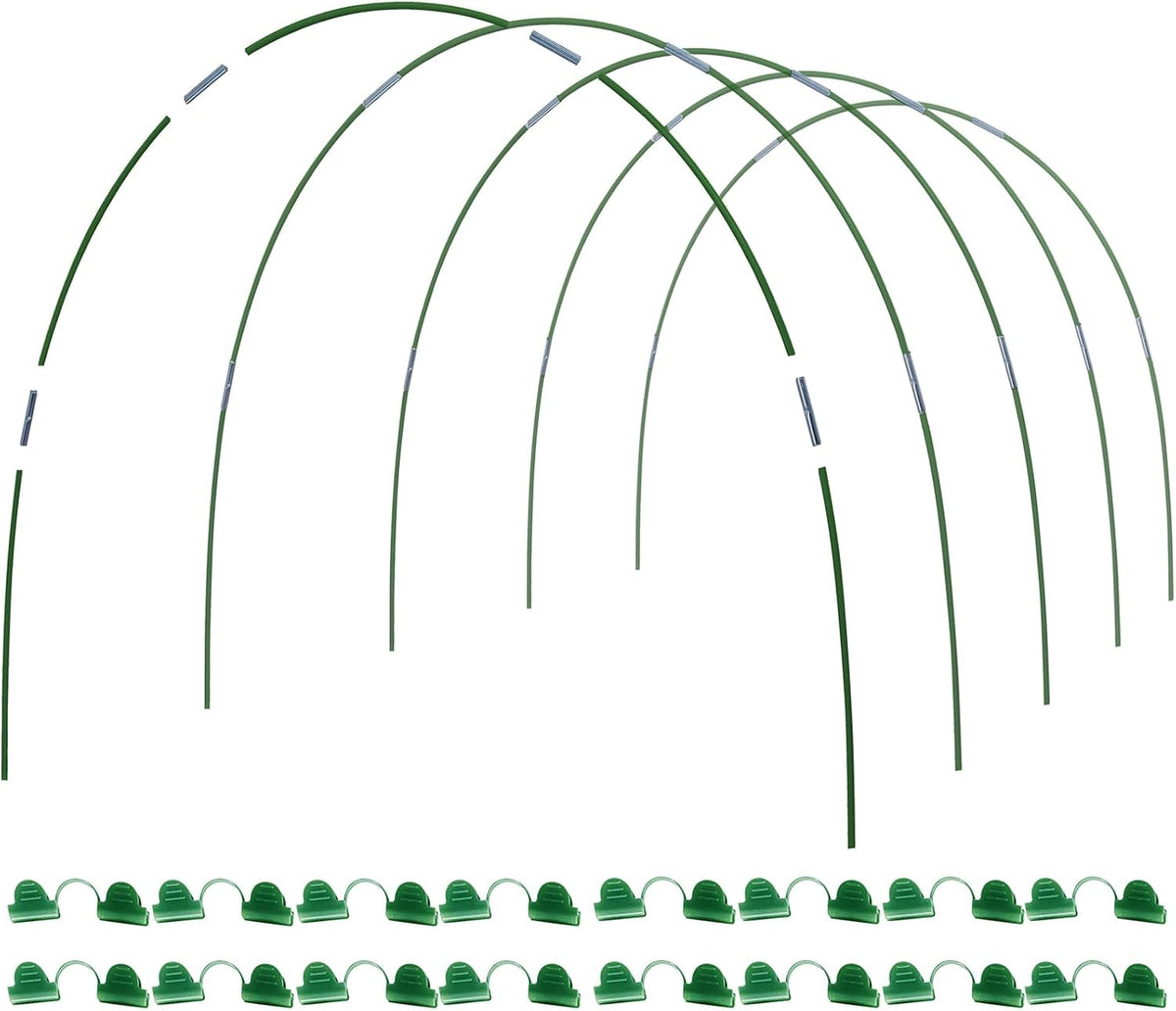 MAXPACE Greenhouse Hoops Kit, DIY 8Ft Grow Tunnel, Fits Raised Garden Beds 2.7Ft Wide & Up, 25 Pcs Rust-Proof Fiberglass Frame Support Rods for Row Cover, Shade Cloth, Frost Netting & Plant Stakes