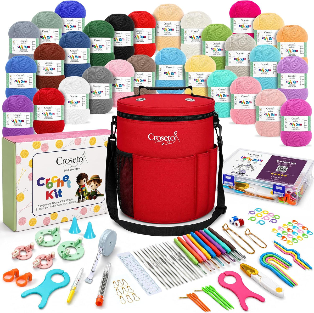 Crochet Kit for Beginners Kids, Adults Complete Kit Start Right Away