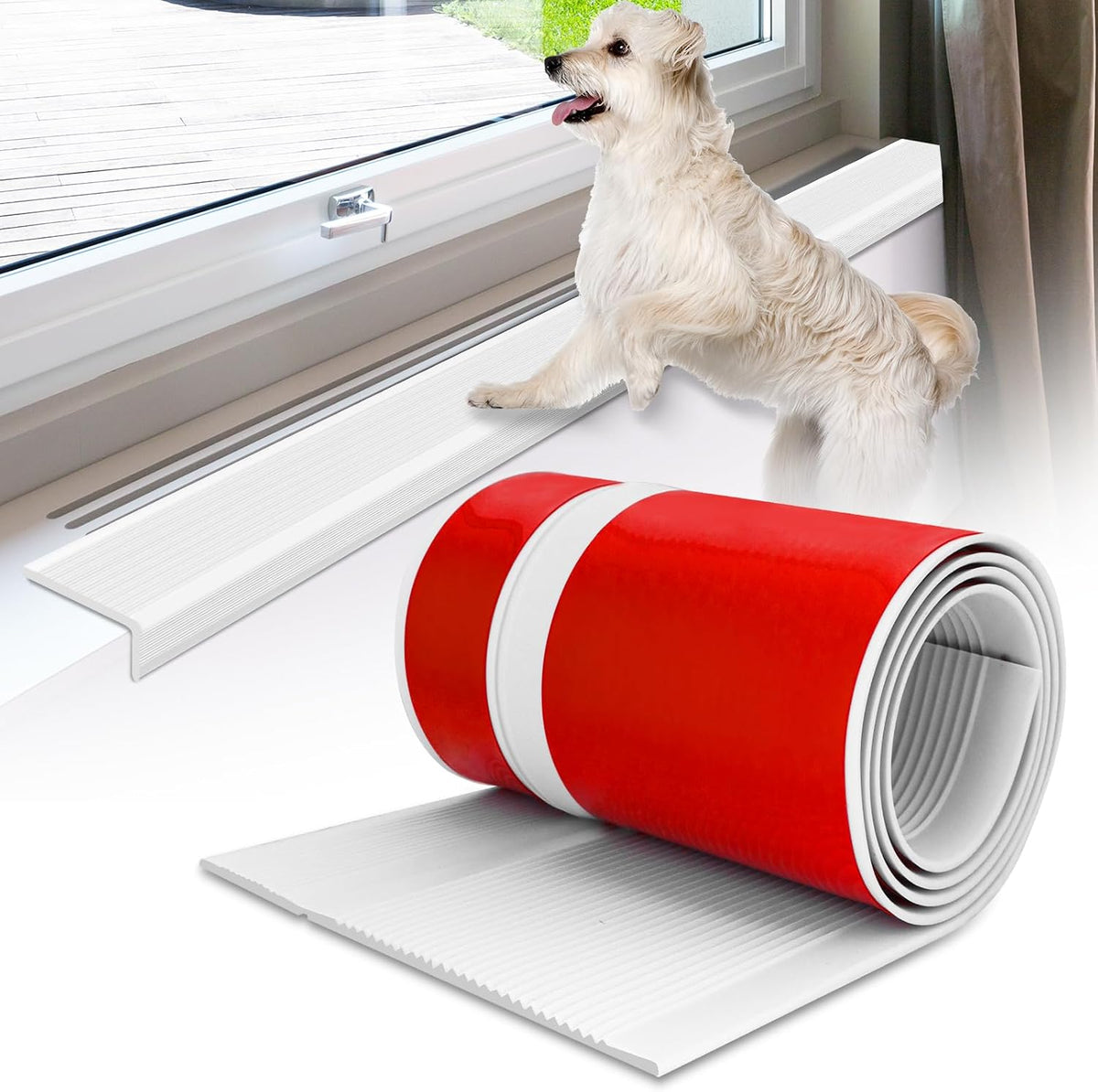 Dog Window Sill Protector, Pet Scratch Guard for Dogs & Cats, Self Adhesive Window Sill Cover, Stair Edge Protector, Stair Nosing & Stair Edge Trim for Furniture, Walls & Stairs