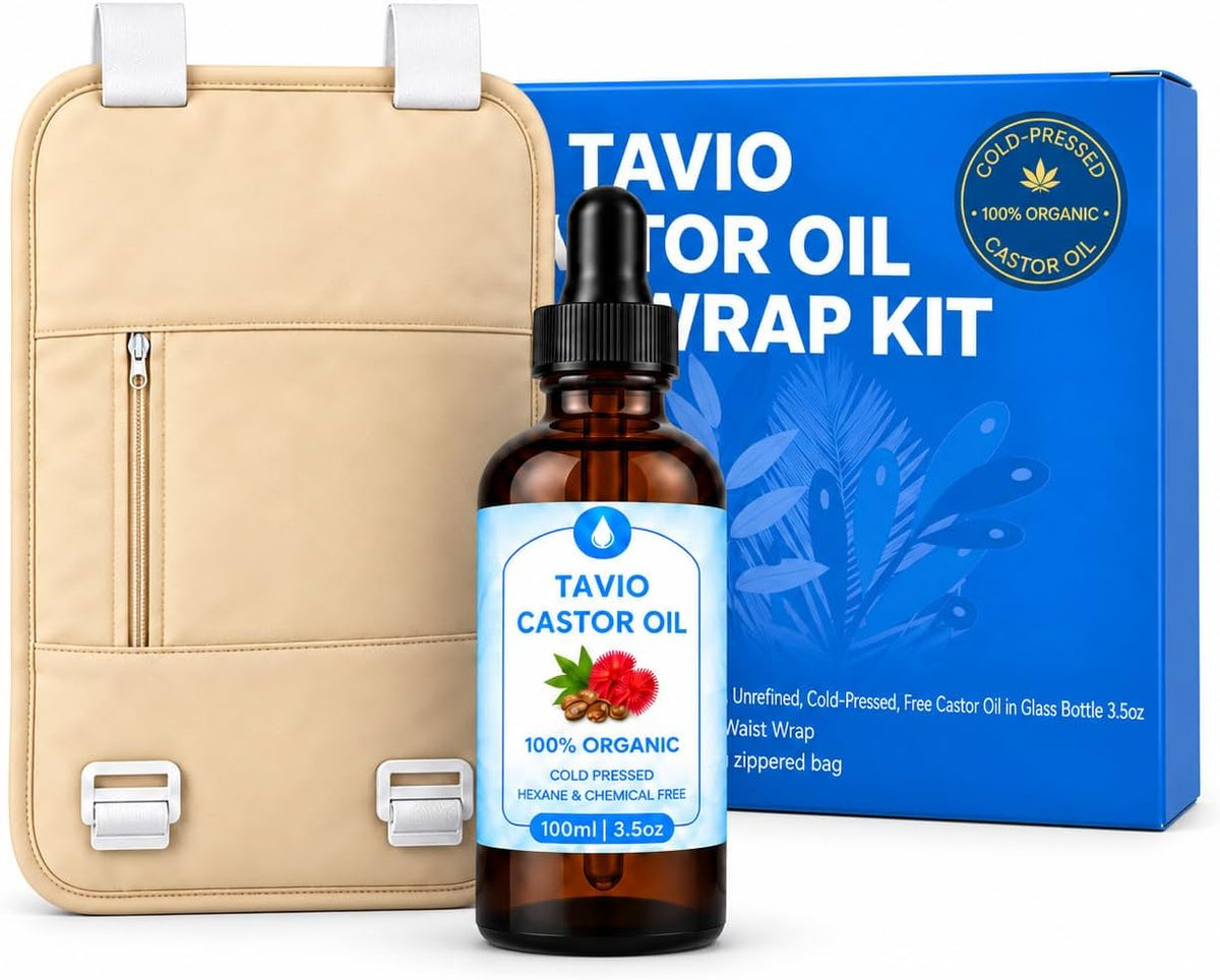 Tavio Castor Oil Pack, Reusable Adjustable Cotton Waist Wrap, 3.5 Fl Oz