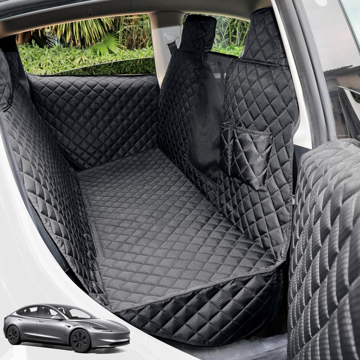 Dog Seat Cover for Tesla Model 3 & Y Back Seat + 2 Door Protectors