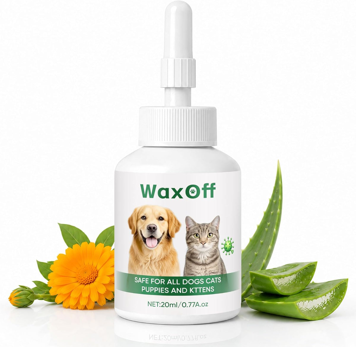Waxoff Ear Cleaner Drops for Dogs & Cats, Powerful and Gentle Cleanser, Daily Cleaning Solution for Grooming, Easy Dropper Bottle 20Ml