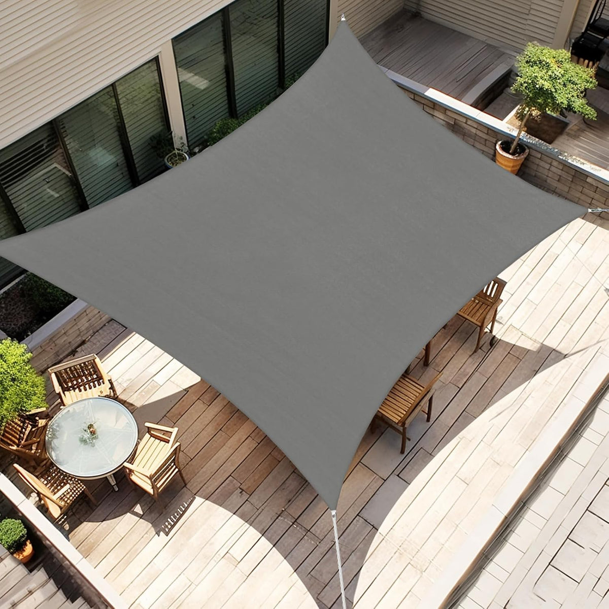 Amagenix 12'X12' Sun Shade Sail Rectangle Curved Edge Dark Grey