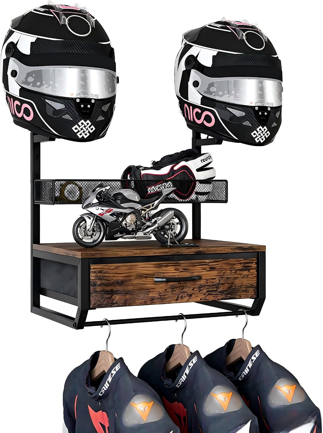 Easypag Motorcycle Helmet Holder Wall Mount, 2 Helmet Holder