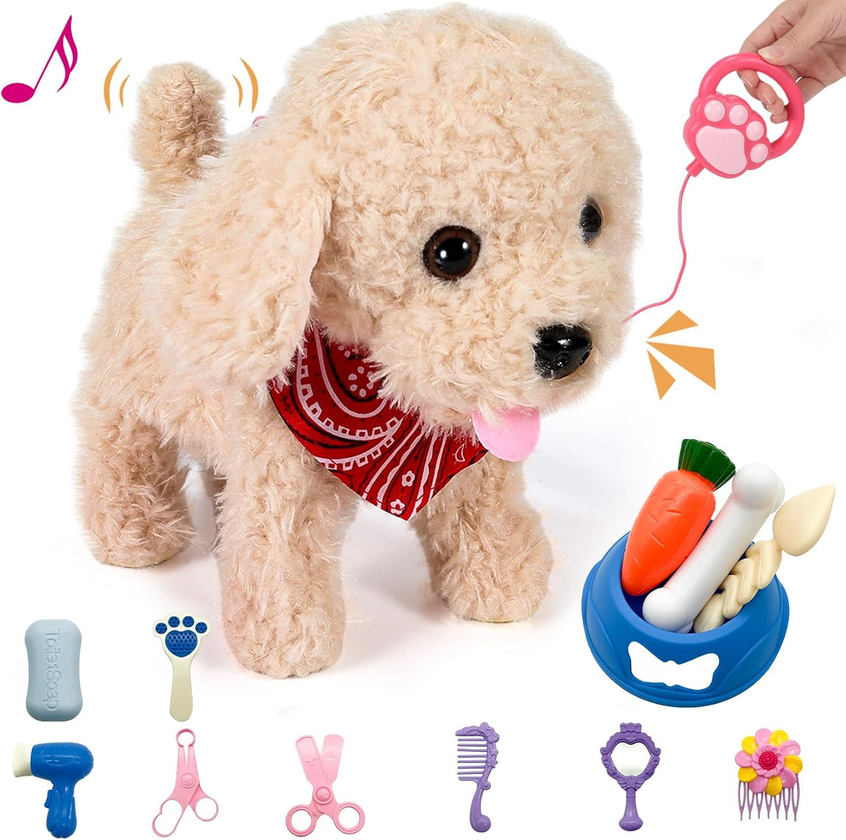 Interactive Walking Plush Puppy Toy Dog, Leash Control Electronic Robot Dog
