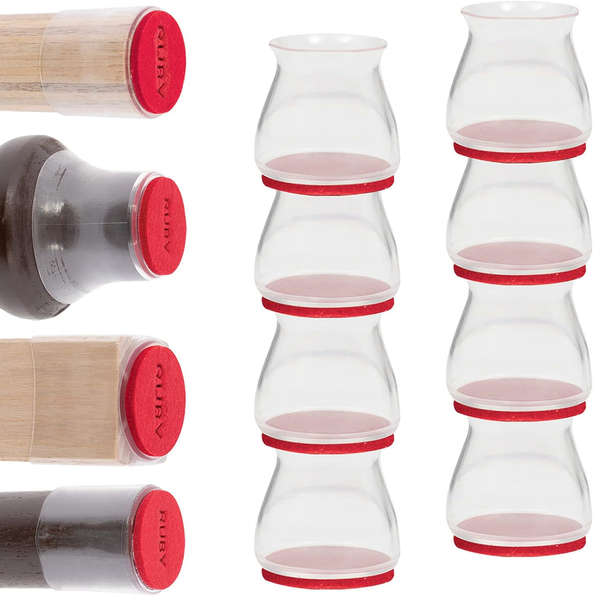 Ruby Sliders as Seen on TV - Red Means They’Re Authentic - Premium Chair Covers Protect Hardwood & Tile Floors from Scratching - Fits Most Furniture Leg Sizes & Shapes - 8 Pack