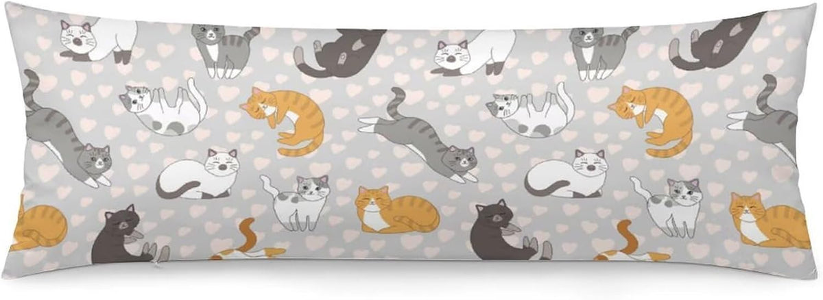 Cat Print Body Pillow Covers 20X 54 Inches with Zipper