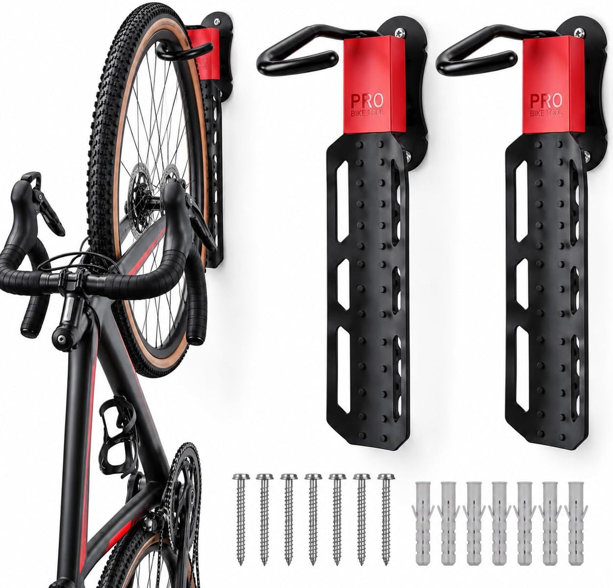 PRO BIKE TOOL Swivel Bike Rack Wall Mount 2 Pack - Vertical Garage Storage