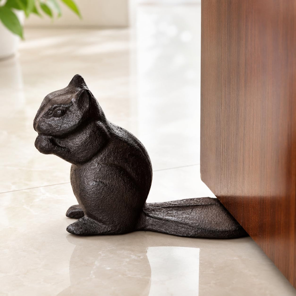 Decorative Door Stoppers Squirrel Decor - Cast Iron Cute Gate Bottom Stop