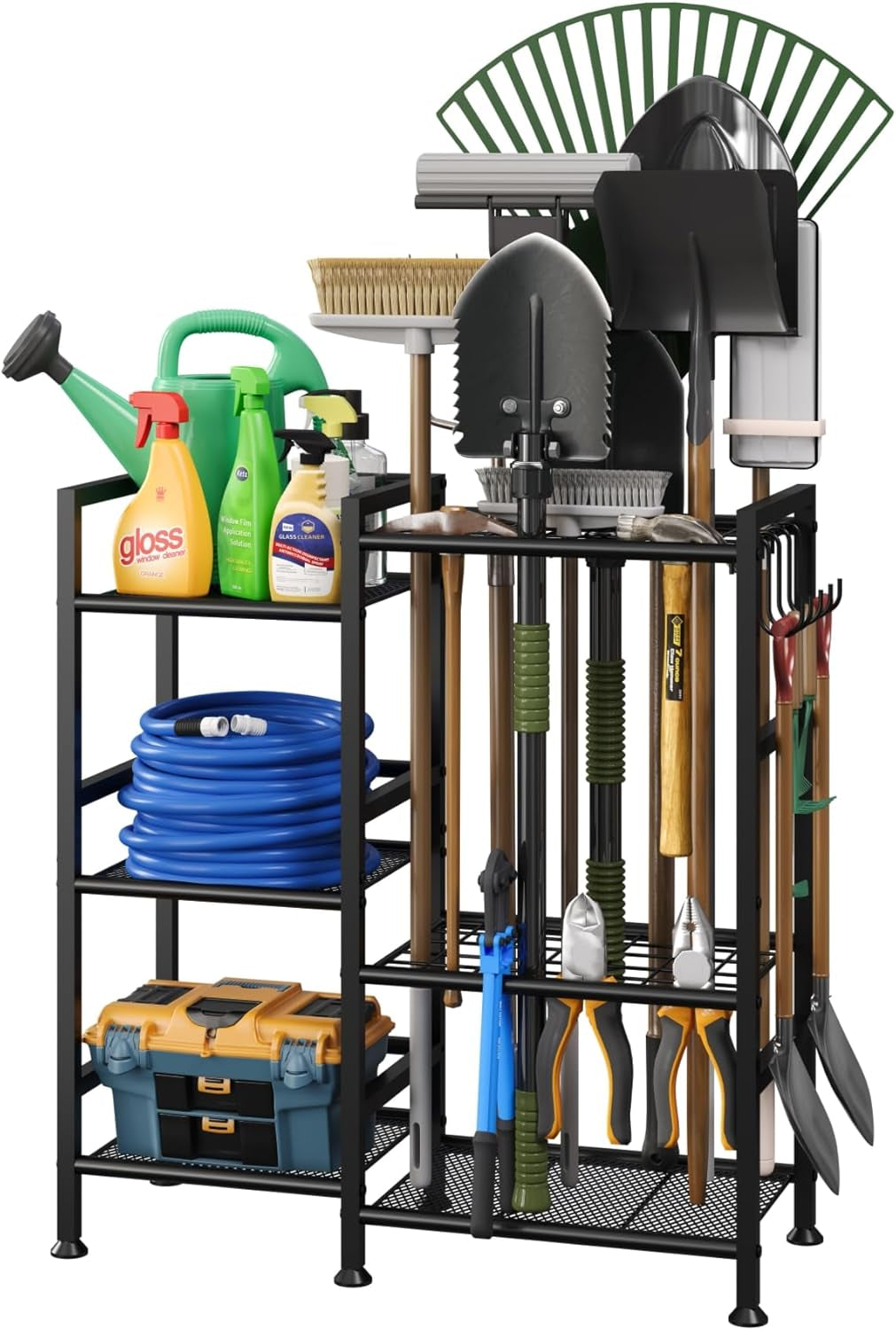 Keomaisyto Garden Tool Organizer with Large Hooks, Garage Storage Rack