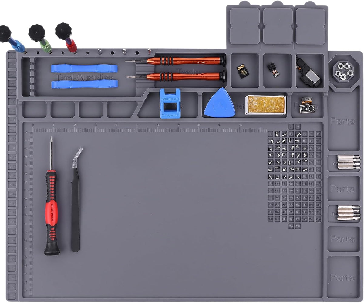 Premium Heat Resistant 932°F Magnetic Soldering Mat, 17.3'' X 11.8'' Electronics Repair Work Mat for Soldering, Electronics Computer Cellphone Repair, BGA Soldering Gun Iron Workbench Protection