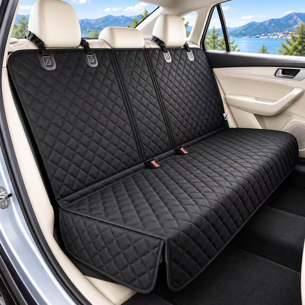 Water & Scratch Resistant Dog Car Seat Cover for Back Seat