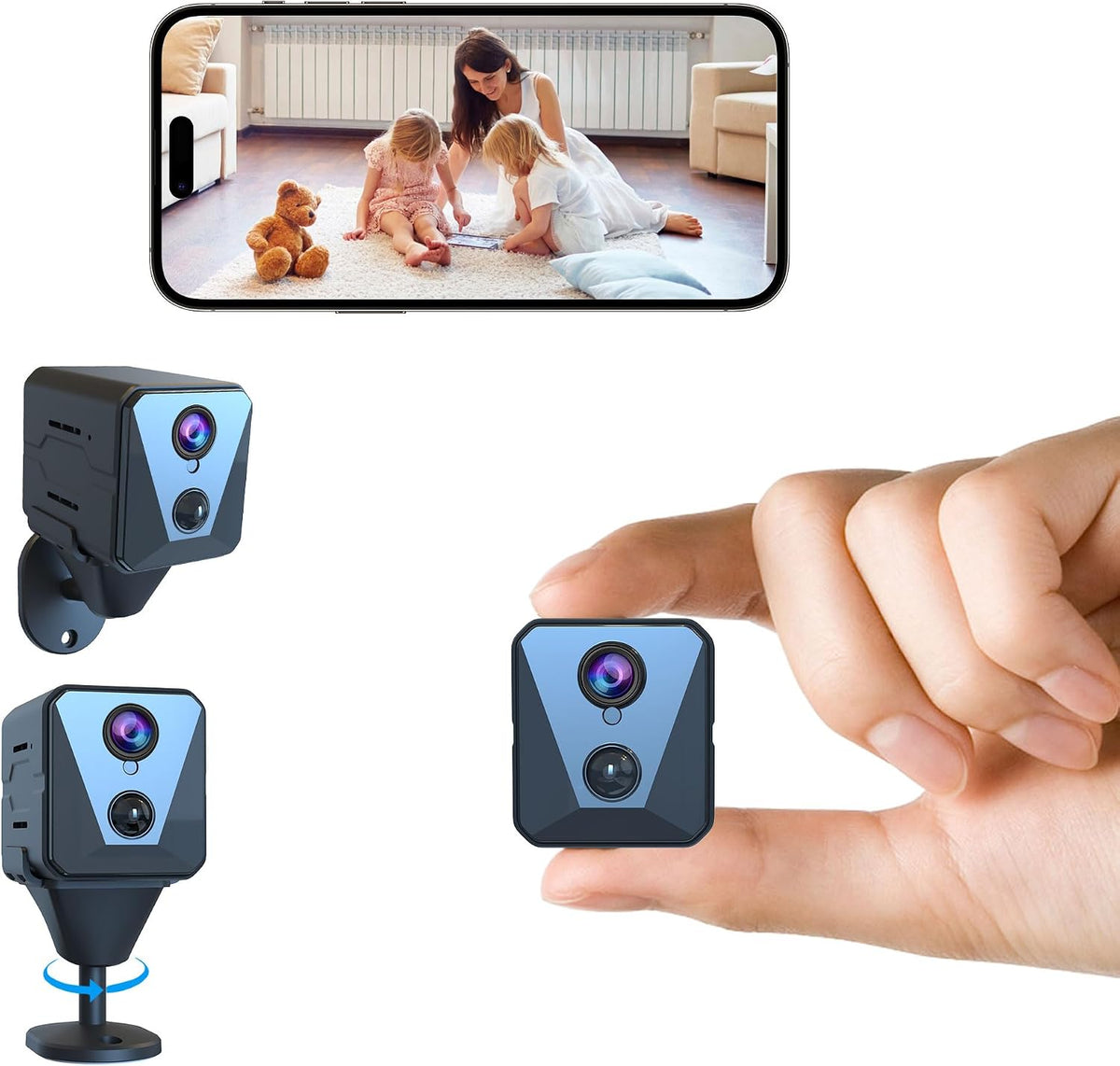 Funstorm 2025 Upgraded Security Camera, 4K HD Mini Nanny Cam for Home with Night Vision, Wifi Indoor Camera, 100 Days Long Battery Life, Motion Detection, Remote Viewing, Wireless Surveillance Cam