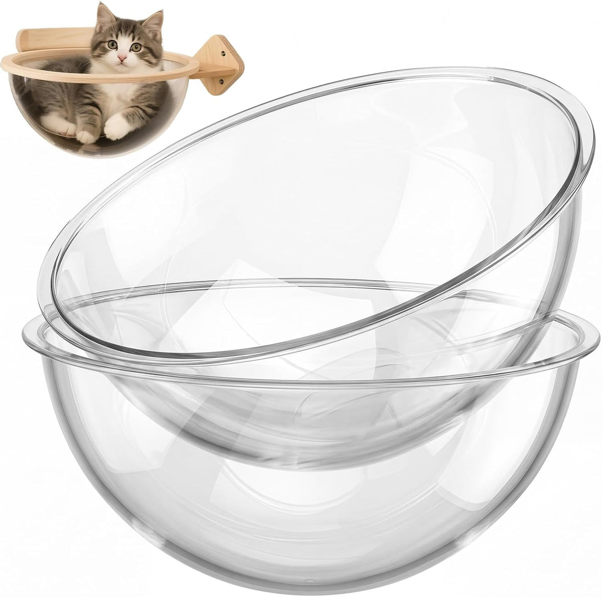 Yalikop 3 Pcs Cat Acrylic Dome Bubble, 11.8 Inch Space Transparent Capsule