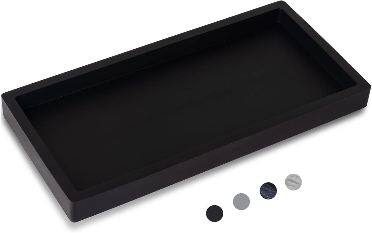 Silicone Bathroom Vanity Tray Dish Soap Holder Sink Organizer, Black