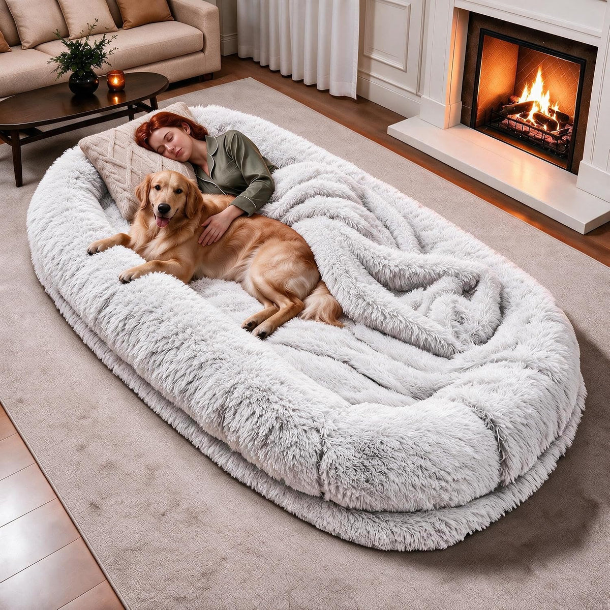 Human Dog Bed - 71''X45''X12'' Size Fits Adult and Pet Grey