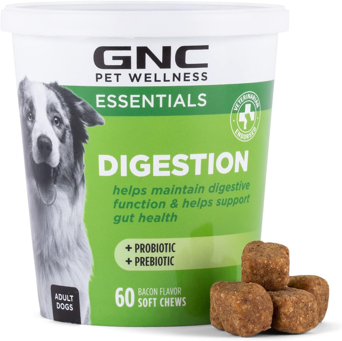 GNC Pets Essentials - Dog Probiotics, Digestion Soft Chews, 60 Count