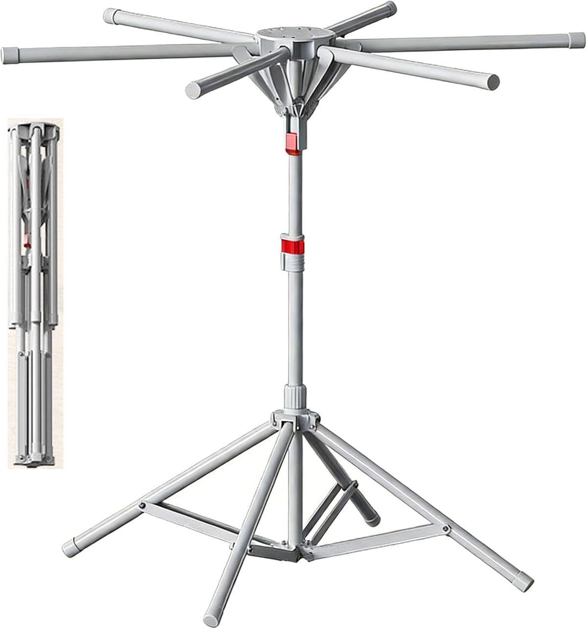 Clothes Drying Rack Outdoor Tower Rack Portable Foldable Collapsible Hanging Dry Rack, Grey